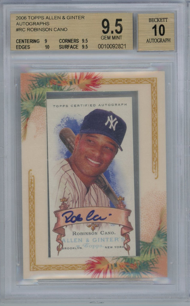 Robinson Cano 2006 Topps Allen & Ginter mini-framed autograph BGS 9.5 AUTO 10