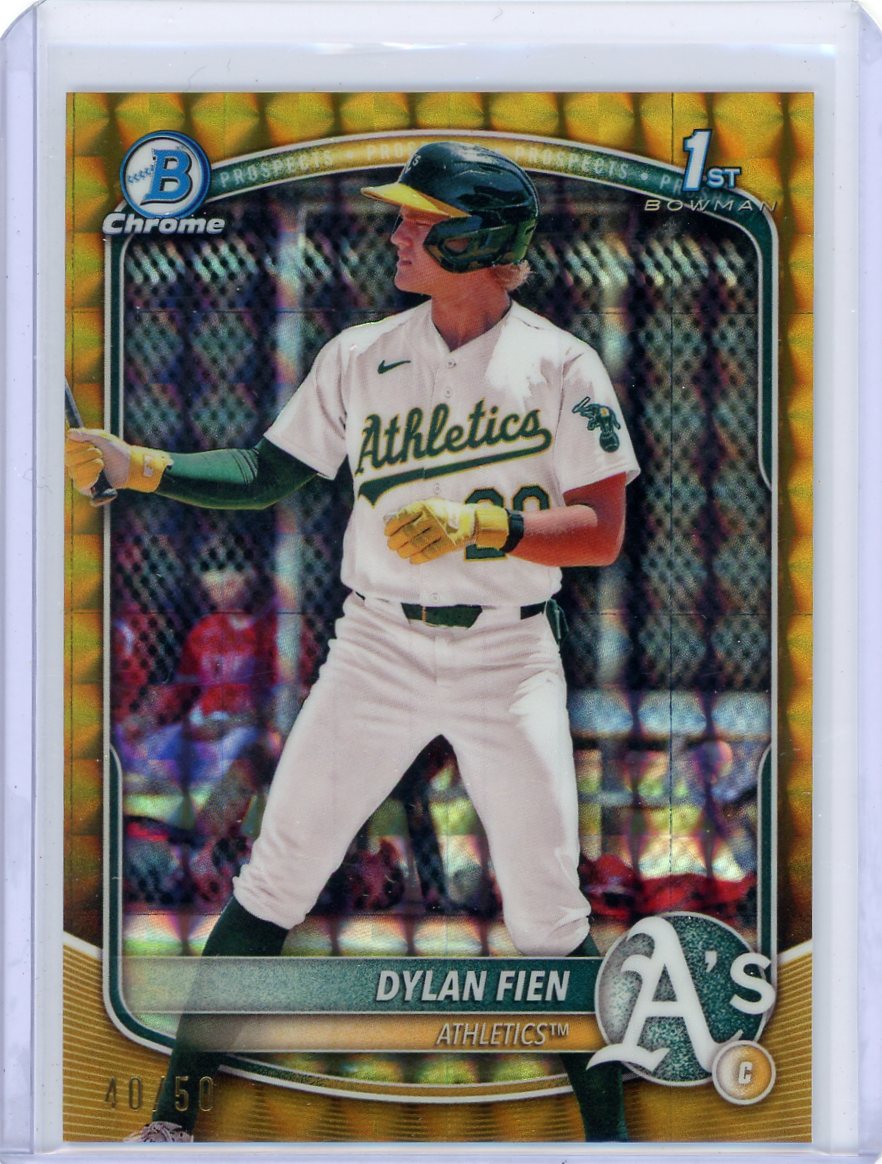Dylan Fien 2025 1st Bowman Chrome gold geometric ref. #'d 40/50