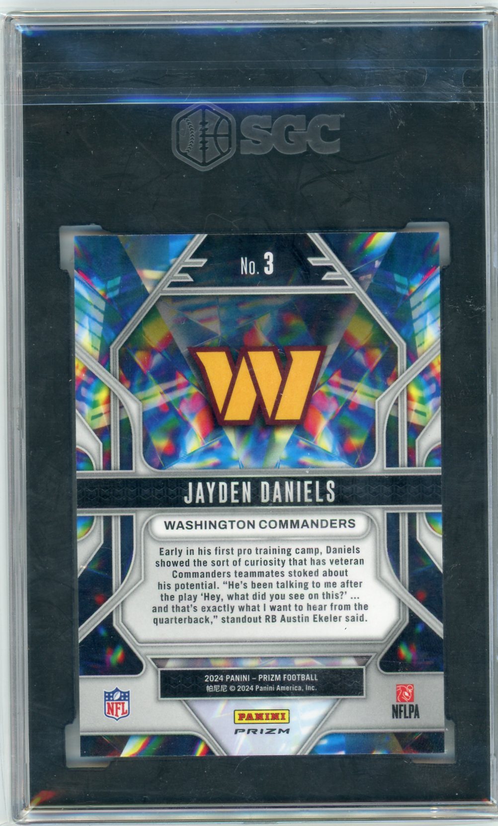Jayden Daniels 2024 Panini Prizm Prizmatic Green Ice Rookie SGC 10