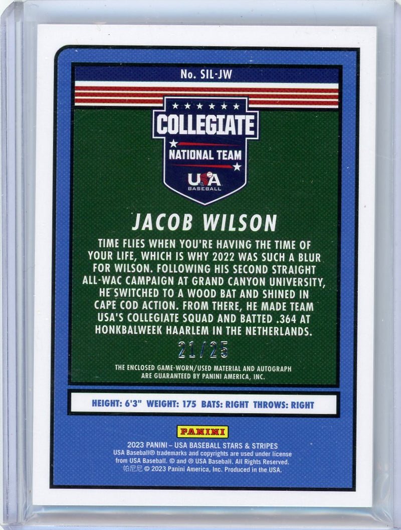 Jacob Wilson 2023 Panini Stars & Stripes Team USA Silhouette autograph relic 