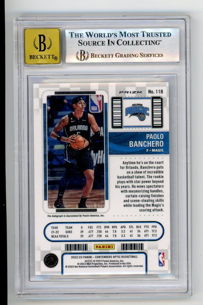 Paolo Banchero 2022-23 Panini Contenders Optic Rookie Ticket autograph holo rookie card BGS 8.5/10