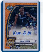 Kam Jones 2024-25 Bowman University Chrome Orange Shimmer Prospect Auto #'d 45/65