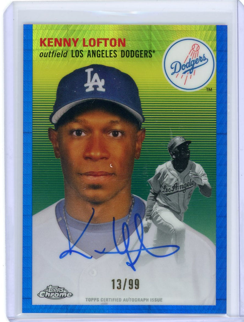 Kenny Lofton 2023 Topps Chrome Platinum Anniv. blue prism autogarph 