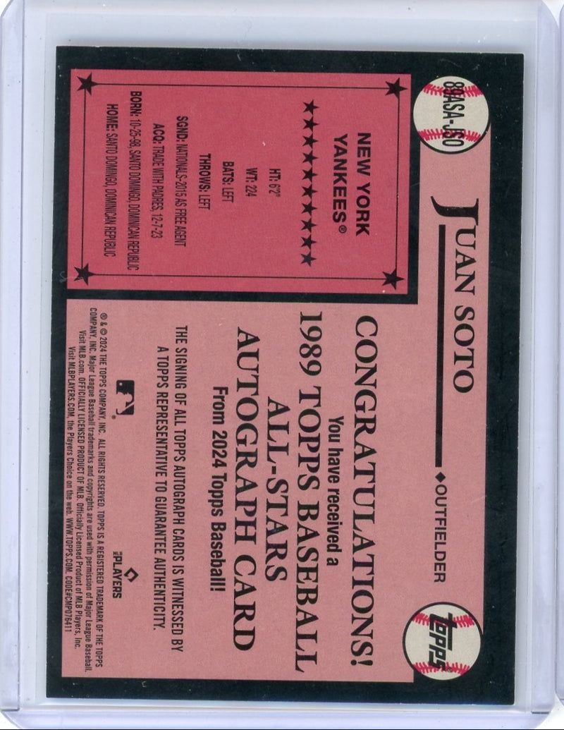Juan Soto 2024 Topps 1989 All-Stars Autograph Gold 