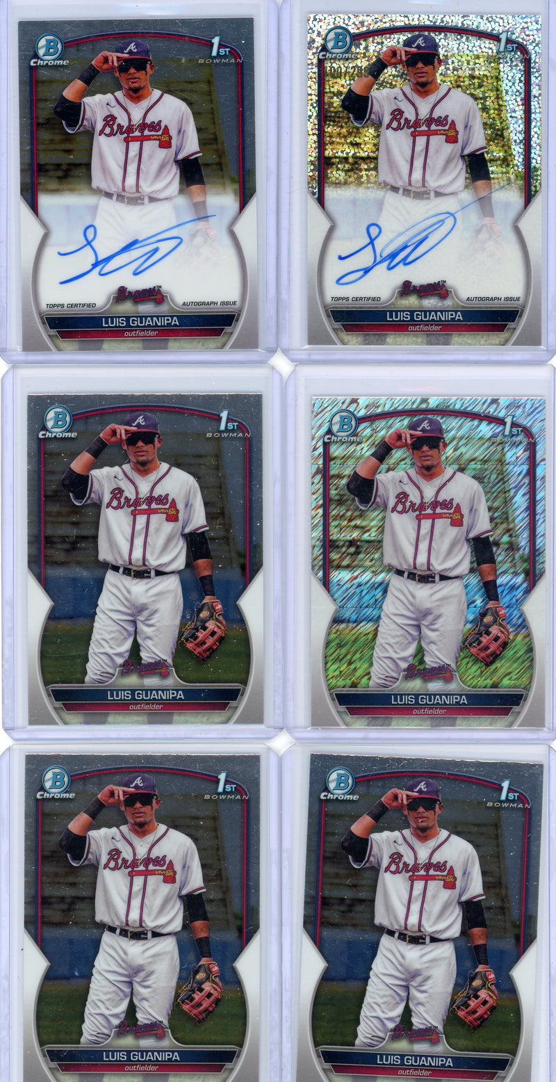 Luis Guanipa 6-card 2023 1st Bowman auto/base chrome lot