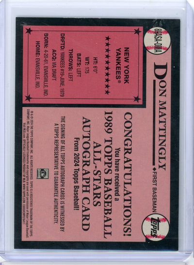 Don Mattingly 2024 Topps 1989 All-Stars Autograph Black #'d 11/50