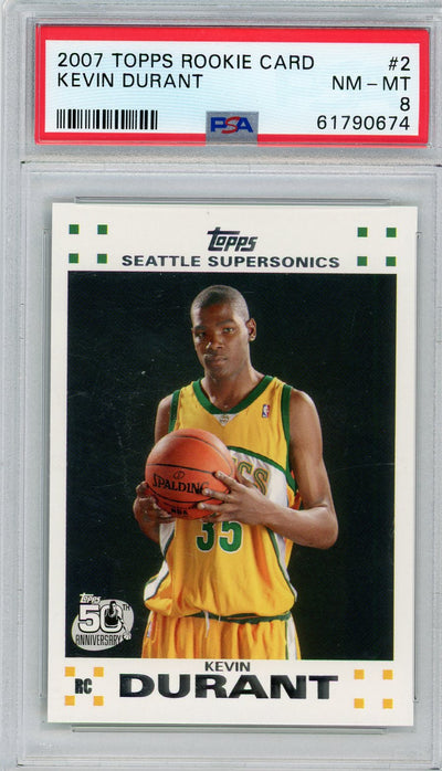 Kevin Durant 2007 Topps rookie card white border PSA 8