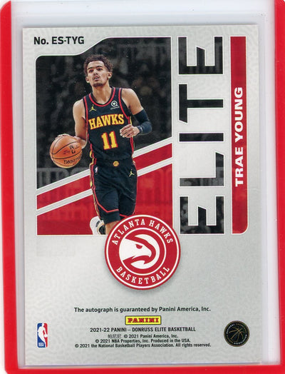 Trae Young 2021-22 Panini Donruss Elite Signatures red autograph #'d 17/49