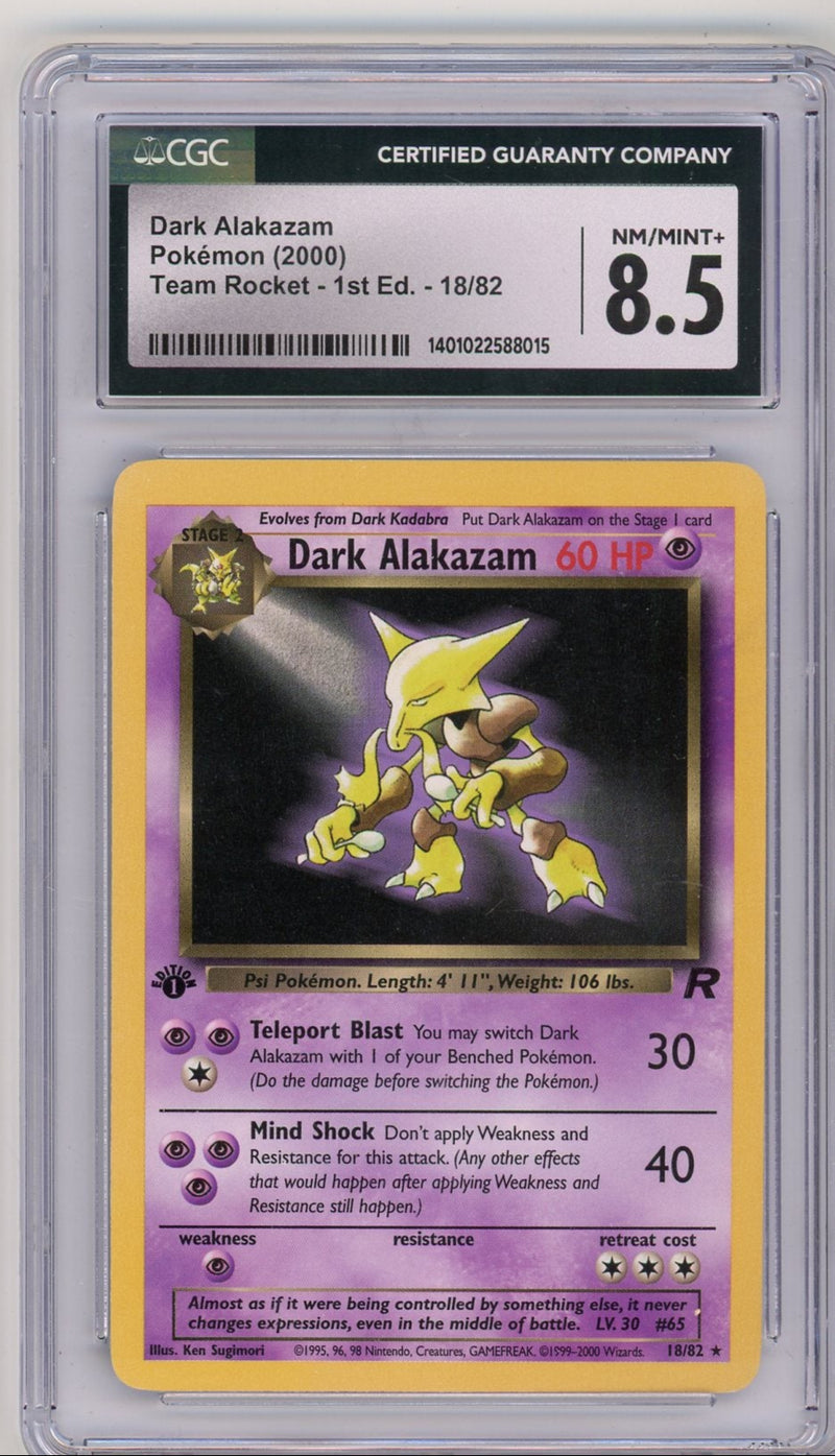 Dark Alakazam 2000 Pokemon Team Rocket 1st Edition non holo 