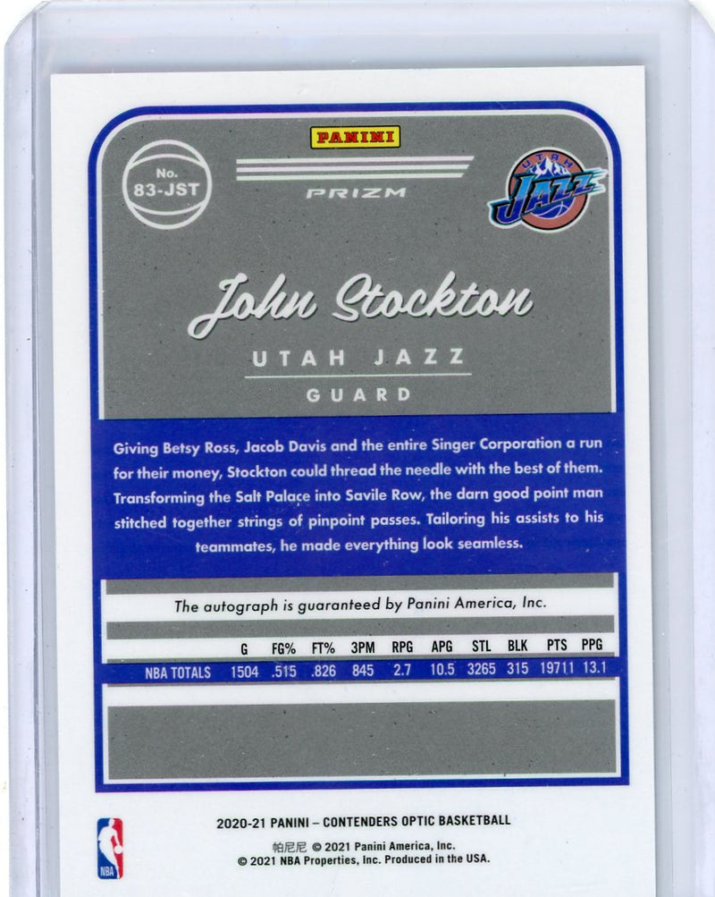 John Stockton 2020-21 Panini Contenders Optic &