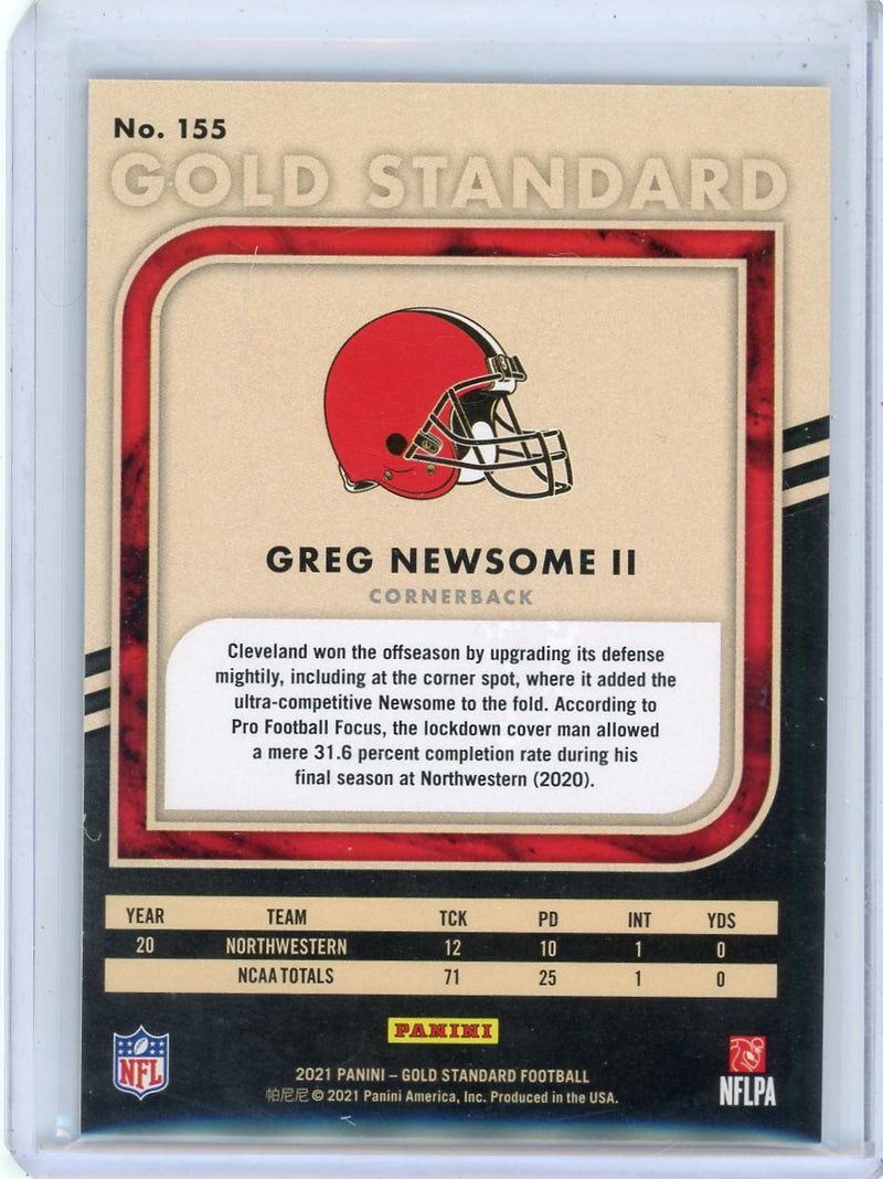 Greg Newsome II 2021 Panini Gold Standard Sapphire rookie card 