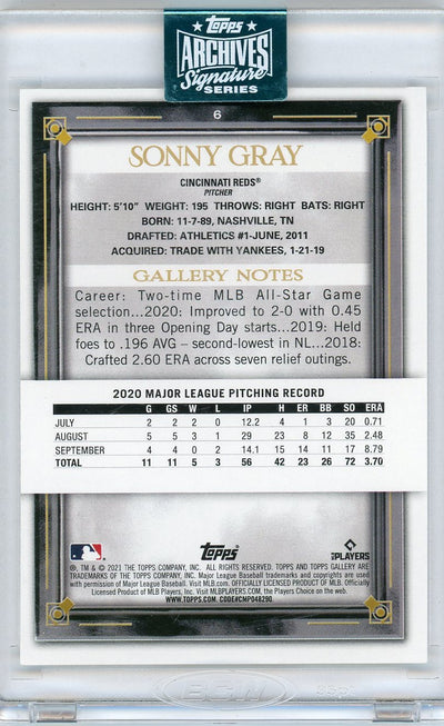 Sonny Gray 2024 Topps Archives Signature '21 Gallery autograph #'d 1/1