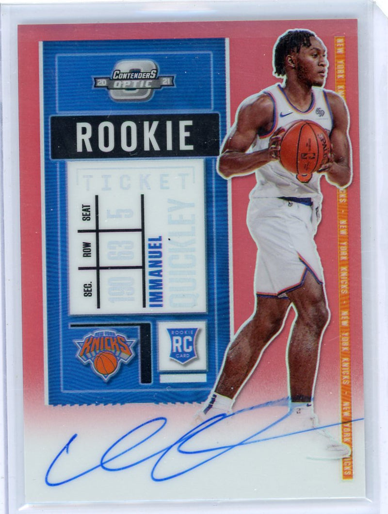 Immanuel Quickley 2020-21 Panini Contenders Optic autograph rookie ticket red prizm 