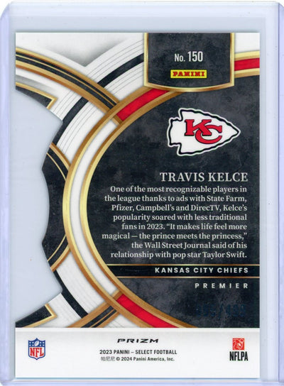 Travis Kelce 2023 Panini Select Premier Neon Green Prizm Die-Cut #'d 085/499