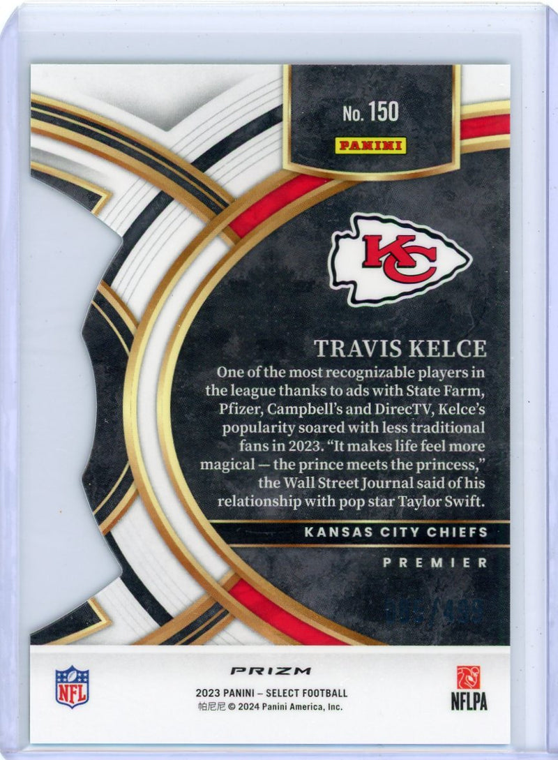Travis Kelce 2023 Panini Select Premier Neon Green Prizm Die-Cut 