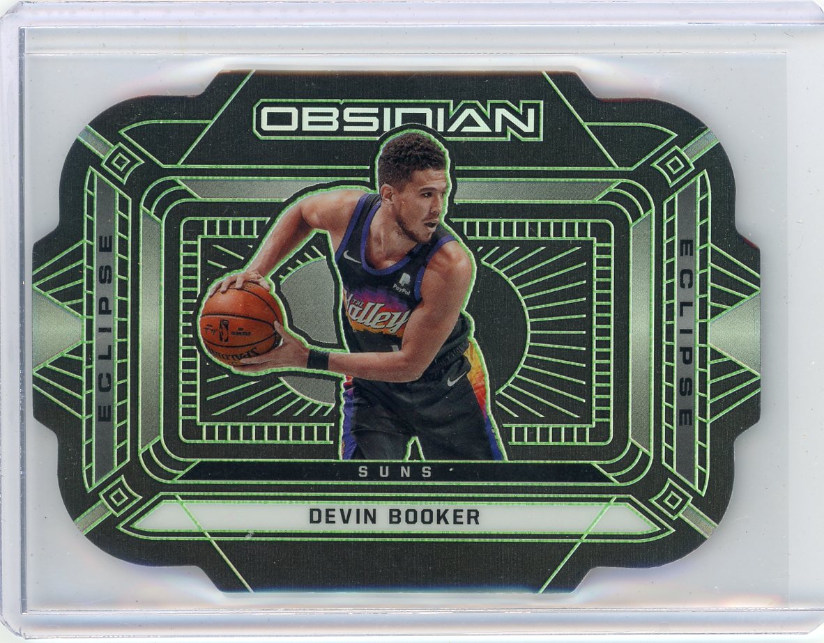 Devin Booker 2020-21 Panini Obsidian die-cut neon green prizm #'d 23/25