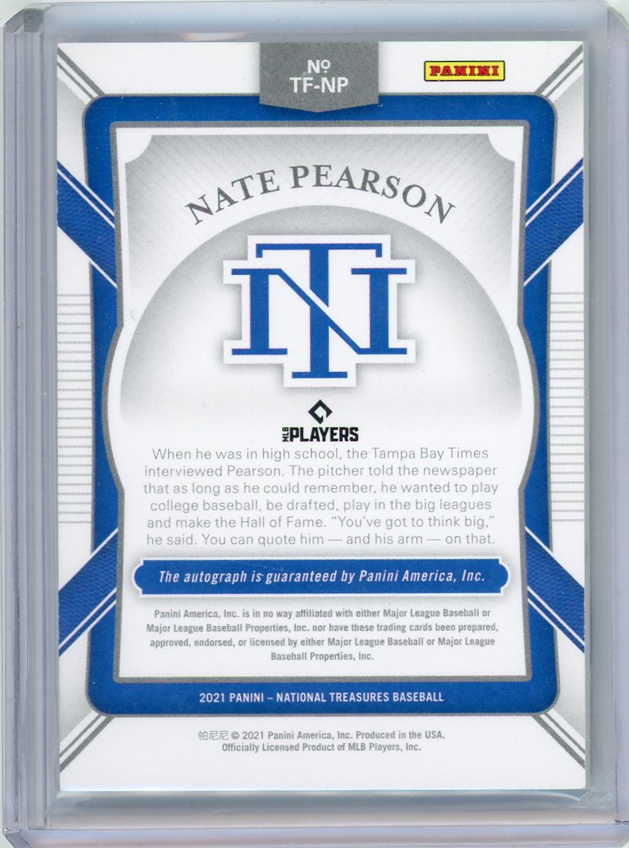 Nate Pearson 2021 Panini National Treasures The Future autograph rookie card #'d 13/25