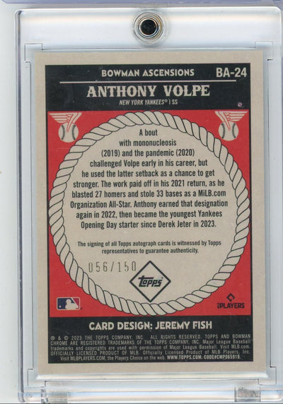 Anthony Volpe 2023 Bowman Chrome Ascencions Rookie Autograph #'d 056/150