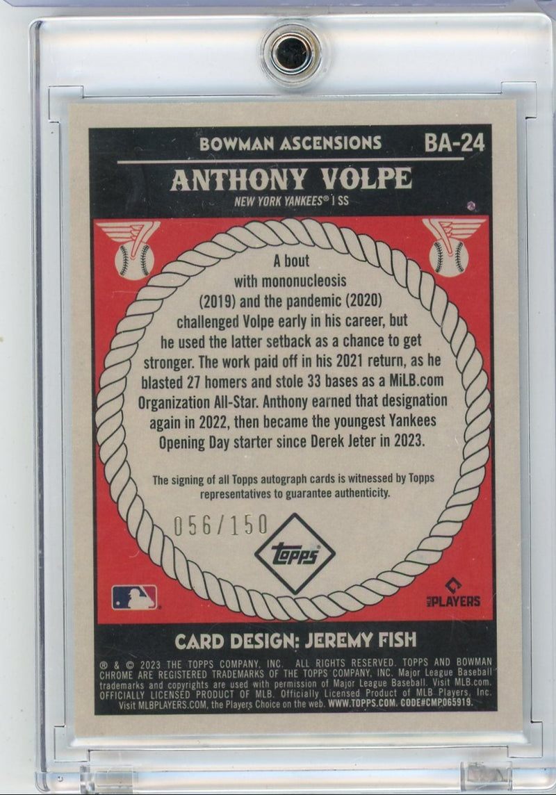 Anthony Volpe 2023 Bowman Chrome Ascencions Rookie Autograph 