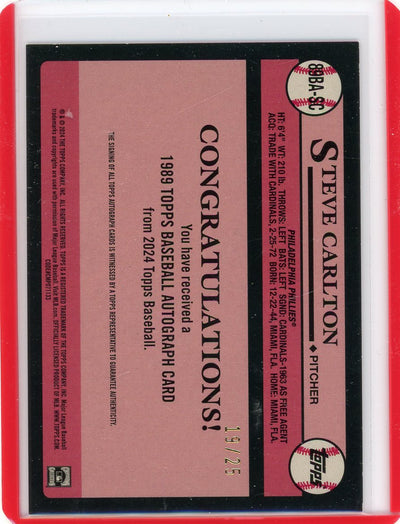 Steve Carlton 2024 Topps 35th Anniversary autograph red #'d 19/25