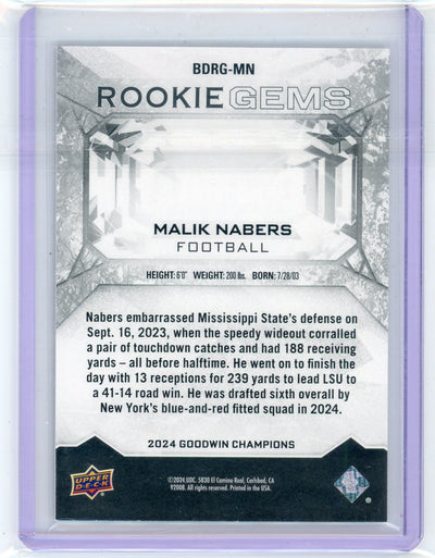 Malik Nabers 2024 Upper Deck Goodwin Champions Black Diamond rookie gems #'d 286/349