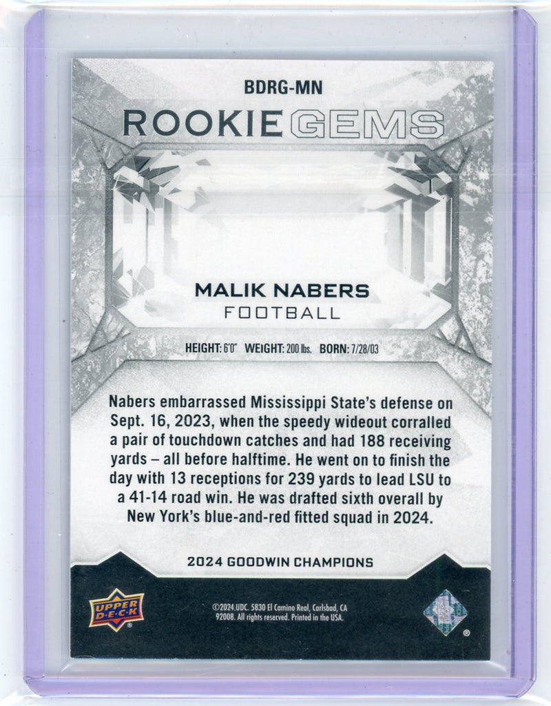 Malik Nabers 2024 Upper Deck Goodwin Champions Black Diamond rookie gems 