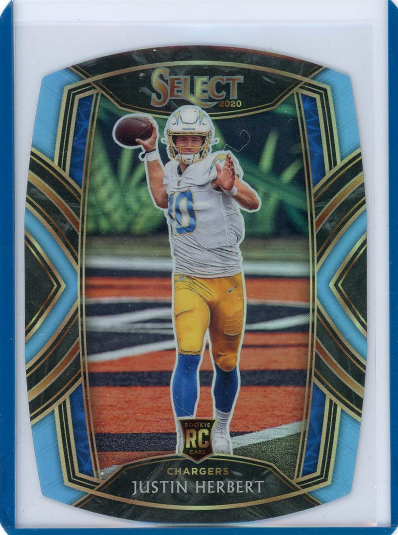 Justin Herbert 2020 Panini Select light blue prizm die-cut club level rookie card