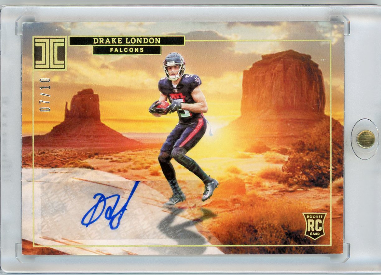 Drake London 2022 Impeccable Rookie Landscape Gold Autograph #'d 07/10 RC