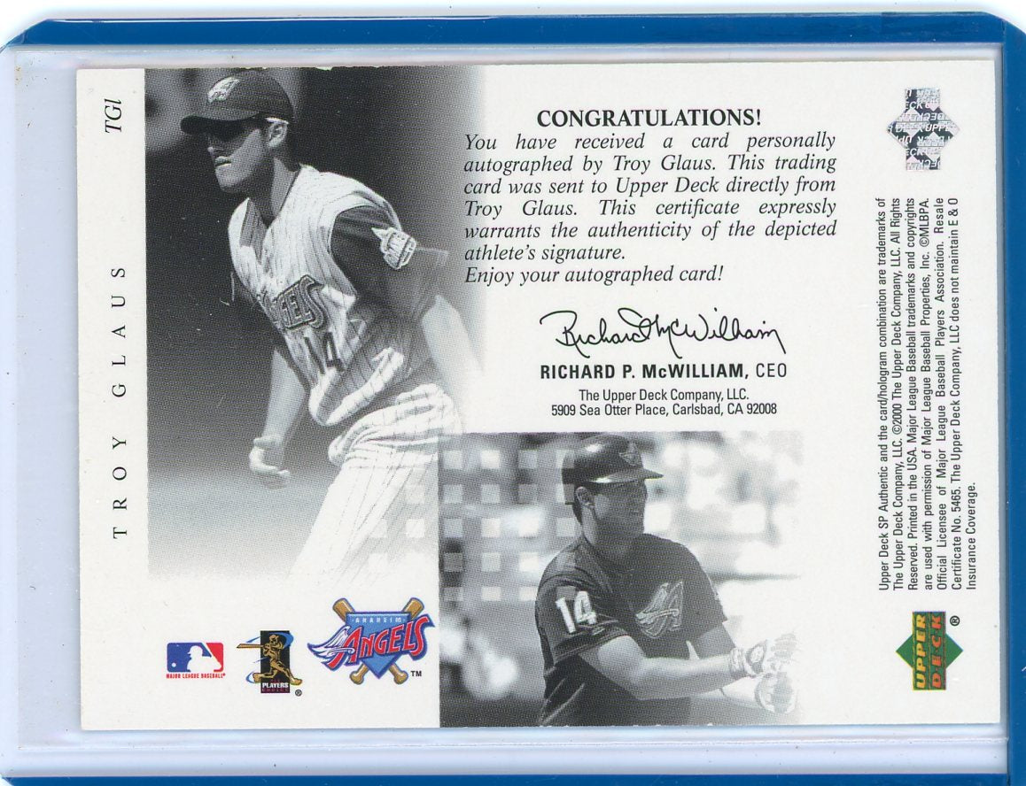 Troy Glaus 2000 Upper Deck SP Chirography on-card autograph