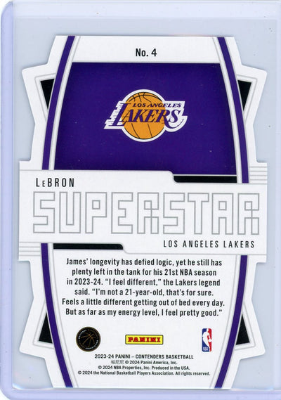 LeBron James 2023-24 Panini Contenders Superstar die-cut