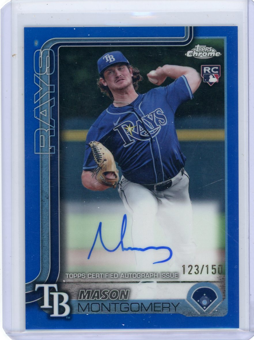 Mason Montgomery 2025 Topps Chrome Blue Refractor Auto RC #'d 123/150