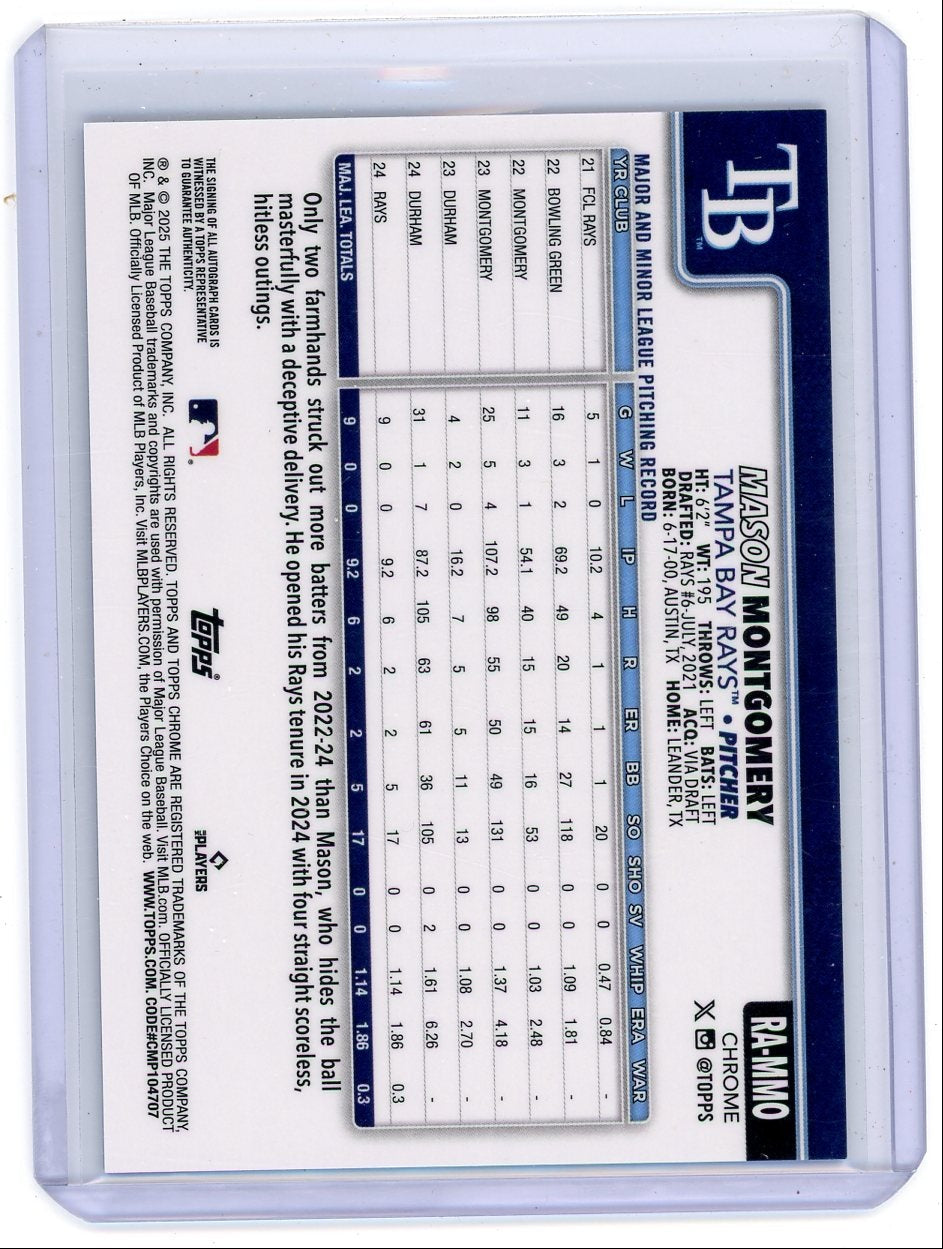 Mason Montgomery 2025 Topps Chrome Blue Refractor Auto RC #'d 123/150