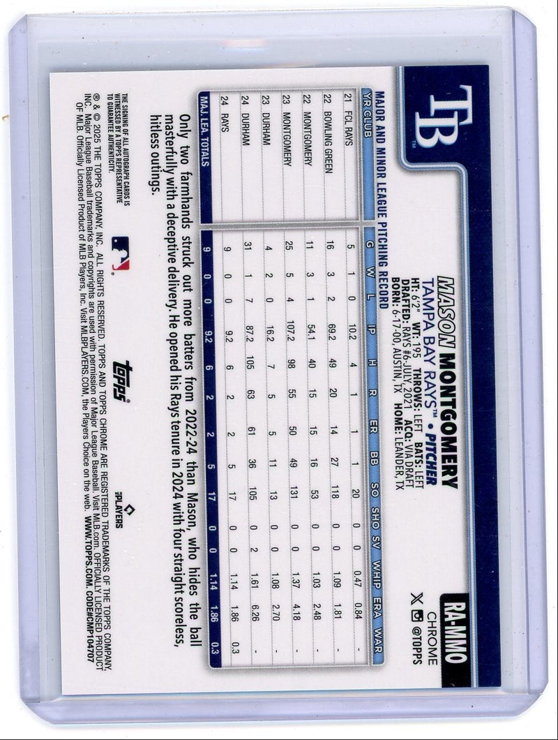 Mason Montgomery 2025 Topps Chrome Blue Refractor Auto RC 