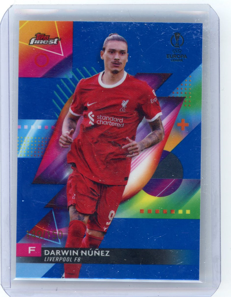 Darwin Nunez 2024 Topps Finest UEFA Blue Refractor 