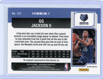 GG Jackson 2023-24 Panini Contenders Season Ticket variation silver prizm autograph rookie card