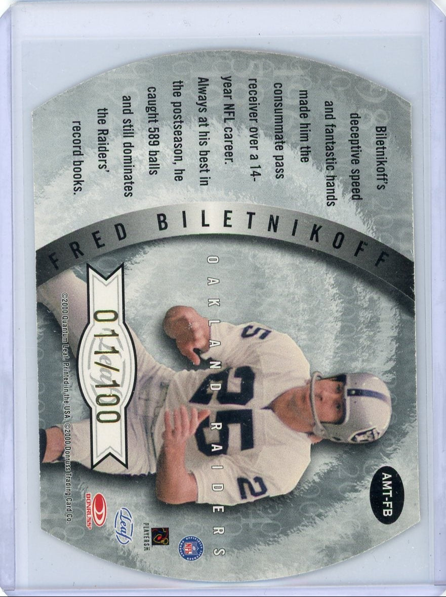 Fred Biletnikoff 2000 Leaf Quantum All-Millenium Team Autograph #011/100