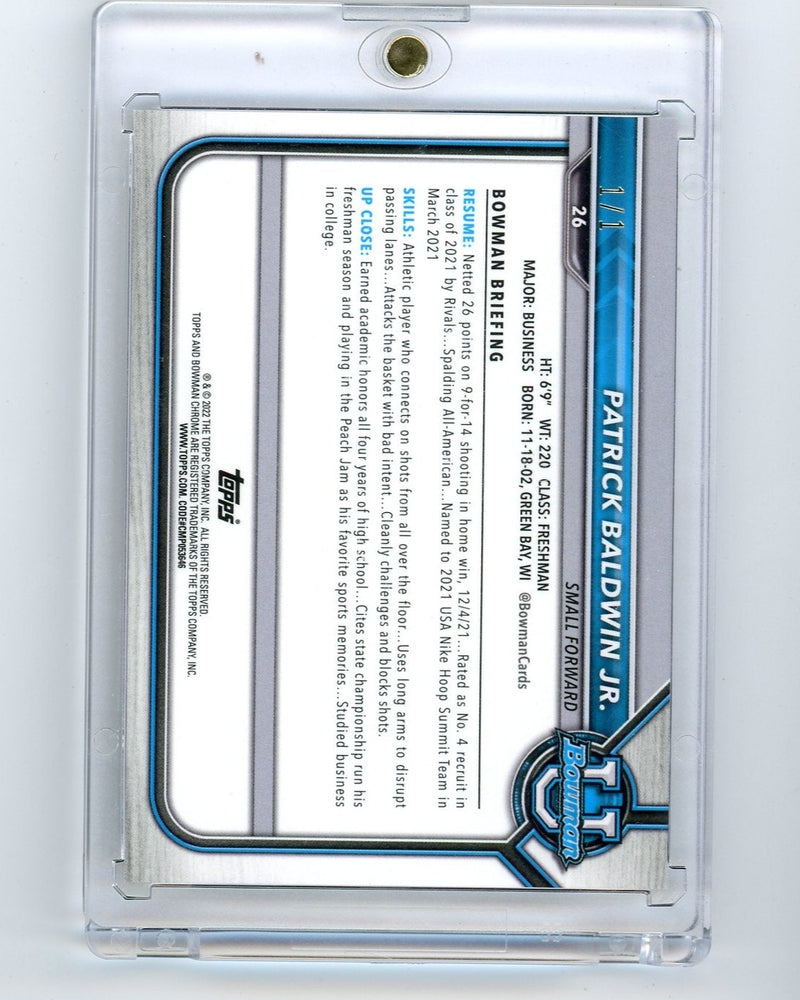 Patrick Baldwin Jr. 2022 Bowman Chrome University 1st Superfractor 1/1 