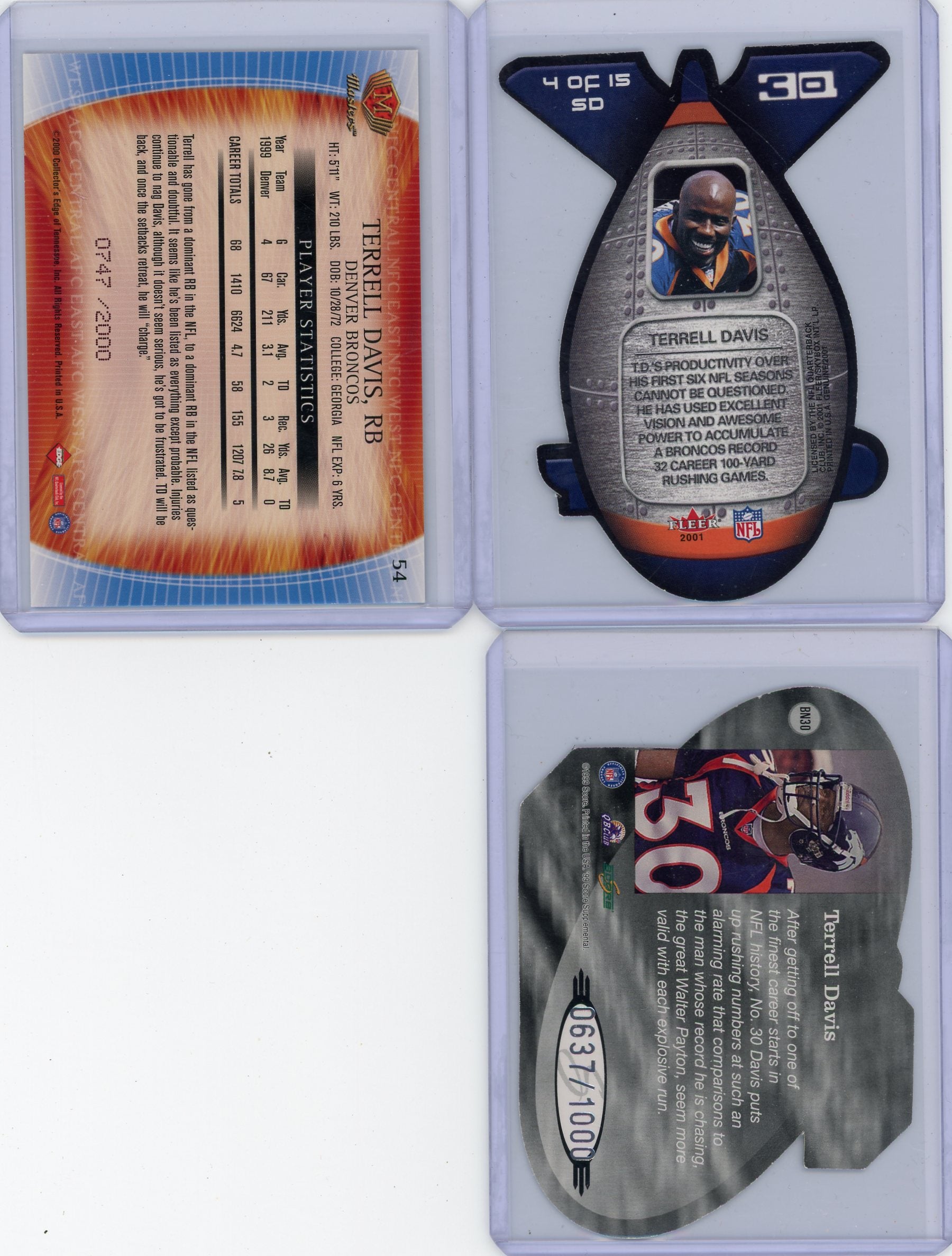 Terrell Davis 1999 Score Behind the Numbers Insert #0637/1000