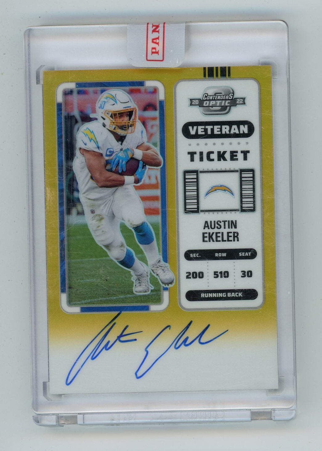 Austin Ekeler 2022 Panini Contenders Optic Veteran Ticket Autograph Gold #'d 05/10 (Sealed)