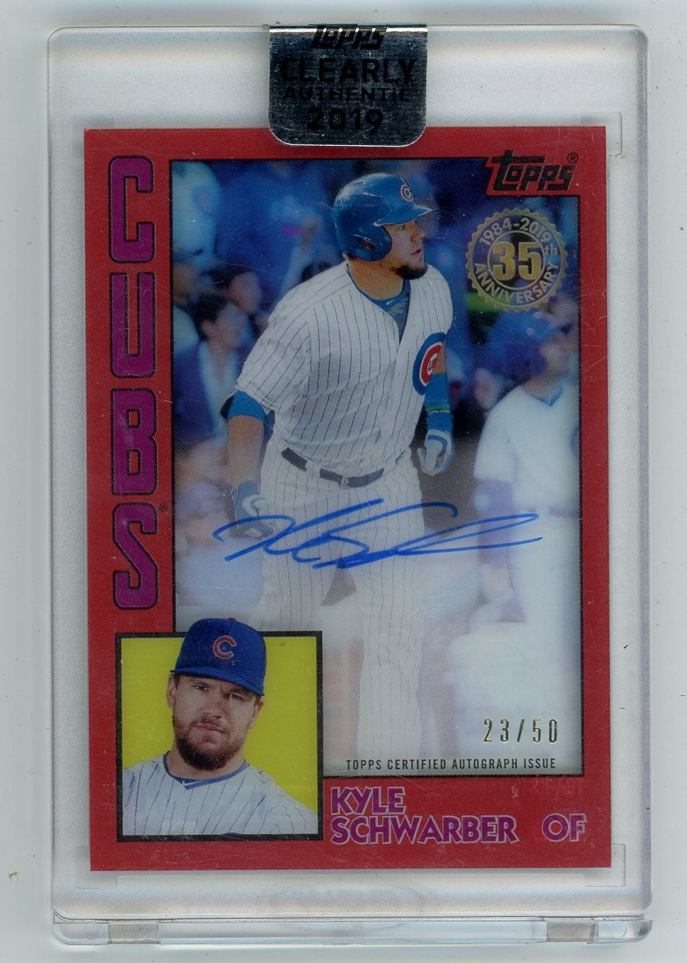 Kyle Schwarber 2019 Topps Clearly Authentic Autograph Red #'d 23/50