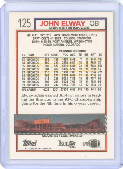 John Elway 1992 Topps Gold #125