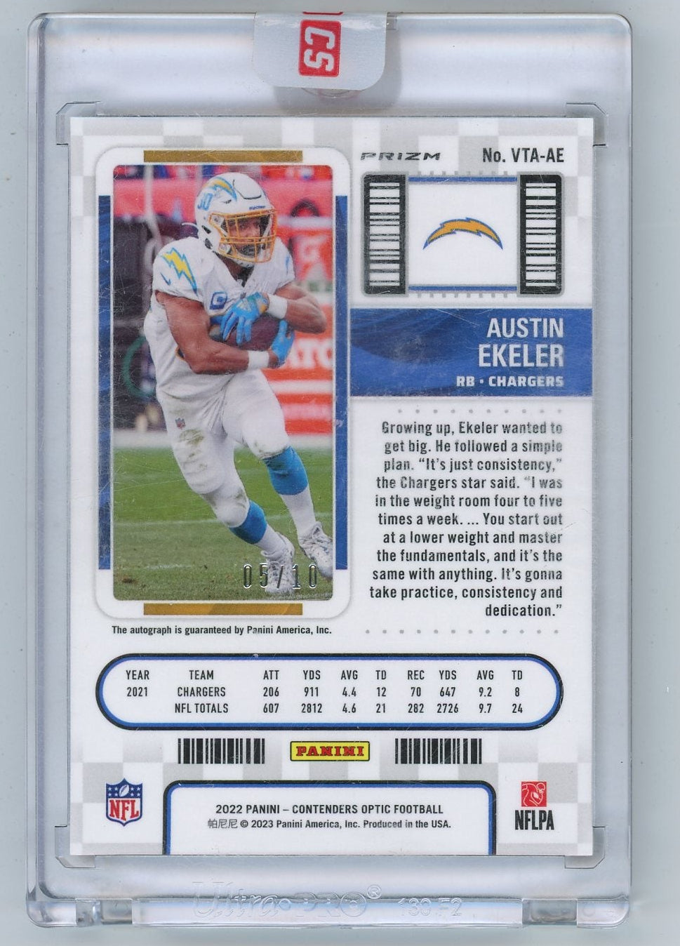Austin Ekeler 2022 Panini Contenders Optic Veteran Ticket Autograph Gold #'d 05/10 (Sealed)