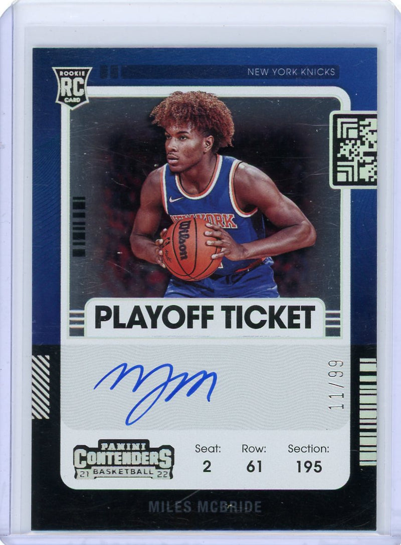 Miles McBride Rookie Playoff Ticket Auto /99 RC Contenders