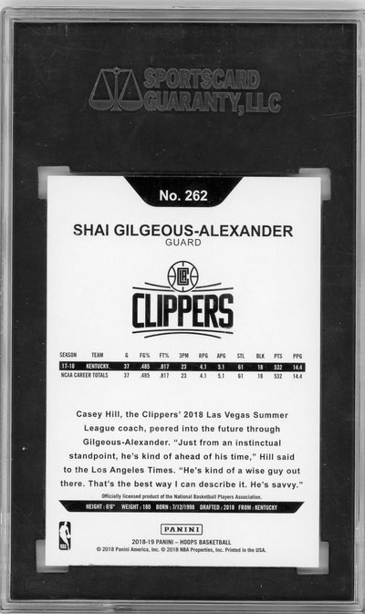 Shai Gilgeous Alexander 2018-19 Panini NBA Hoops Rookie SGC 10