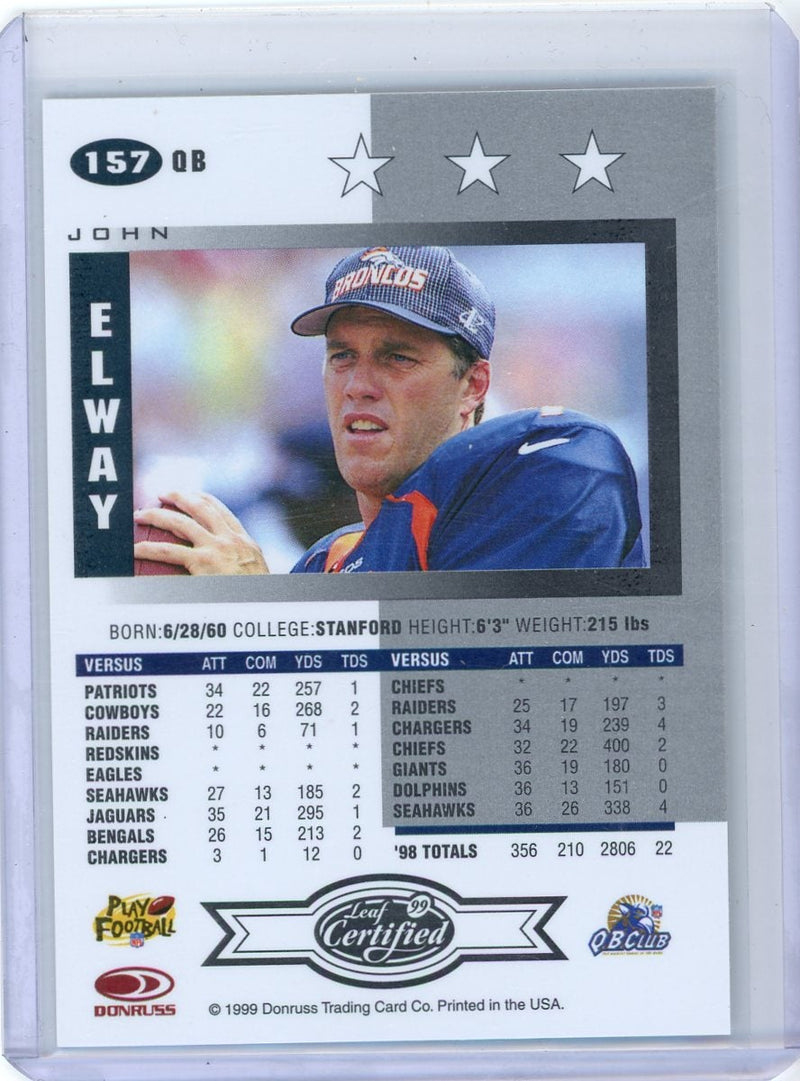 John Elway 1999 Leaf Certified card 