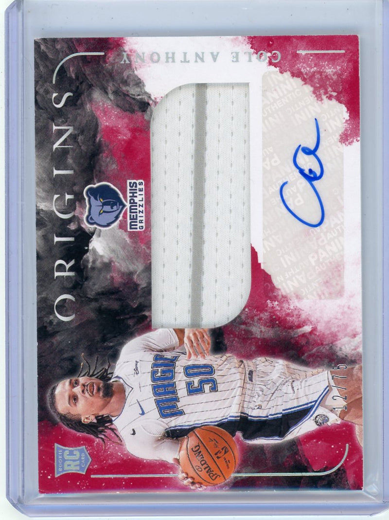 Cole Anthony 2020 Panini Origins Rookie Patch Autograph Red 