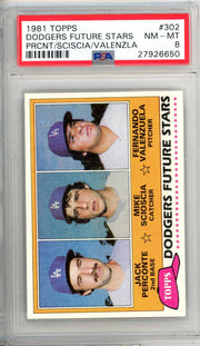 Perconte/Scioscia/Valenzuela 1981 Topps #302 PSA 8