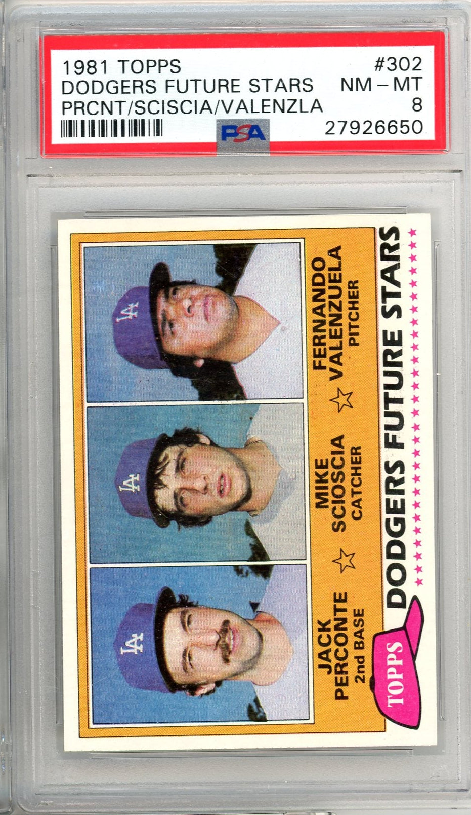 Perconte/Scioscia/Valenzuela 1981 Topps #302 PSA 8