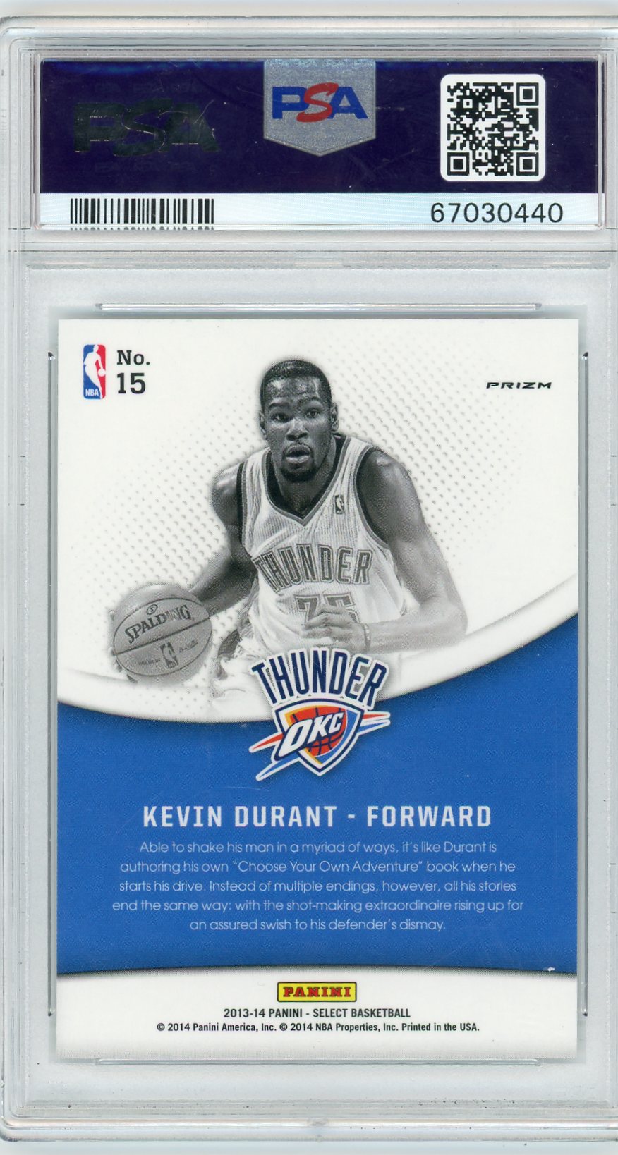 Kevin Durant 2013 Panini Select Skills Prizm PSA 10