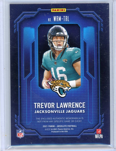 Trevor Lawrence 2021 Panini Absolute War Room jersey relic #'d 52/75